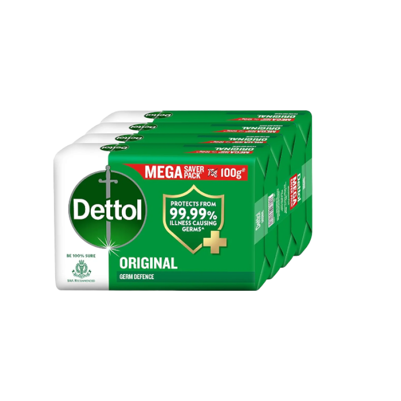 Dettol Original Germ Protection Bathing Soap Bar (400gm) | Kills 99.99% germs, 100g - Pack of 4
